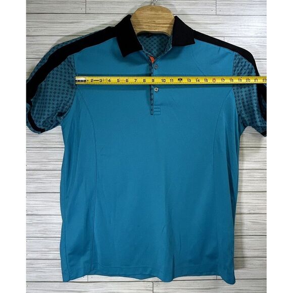 Pin High Men's Performance Golf Polo Sz XL Teal/Black Quick Dry Polyester - Picture 9 of 9